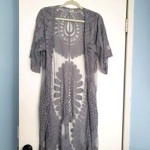 BOHO mesh kimono cover up
